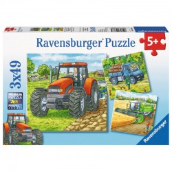 093885 PUZZLE RAVENSBURGER 3X49 MASZYNY FARMA